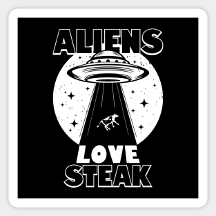 Aliens Love Steak Vintage Retro Funny Alien Abduction Meme Sticker